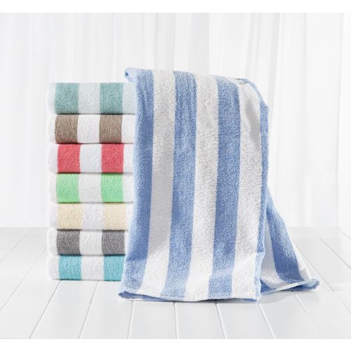 Fibertone Pool Towel, Cotton/Poly Blend, 30x60, 13.0 lbs/dz, Seafoam Stripe